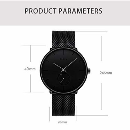 Picture of Mens Watches Fashion Simple Minimalist Waterproof Quartz Analog Watch Designer Luxury Business Classic Wrist Watch - Black