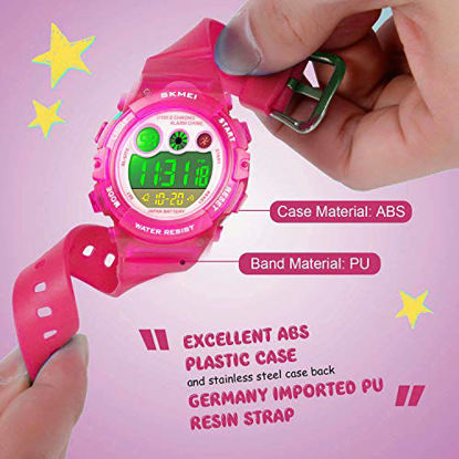 Picture of Girls Watch for 4-12 Year Old, Red Kids Digital Sports Waterproof Watches with Alarm Stopwatch, Children Outdoor Analog Electronic Watches Birthday Presents Gifts for Age 4-12 Year Old Boys Girls