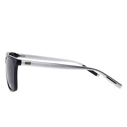 Picture of MERRY'S Unisex Polarized Aluminum Sunglasses Vintage Sun Glasses For Men/Women S8286 (Black&Silver, 56)