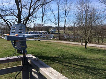 Picture of PBD Outdoor Digital Amplified HDTV Antenna, 150 Mile Motorized 360 Degree Rotation, Wireless Remote Control, 59FT RG6 Coax Cable, Coaxial Grounding Block, UHF VHF 1080P 4K, Support 2 TVs