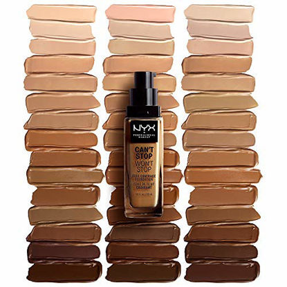 Picture of NYX PROFESSIONAL MAKEUP Can't Stop Won't Stop Full Coverage Foundation - Warm Honey, Medium Tan With Caramel Undertone