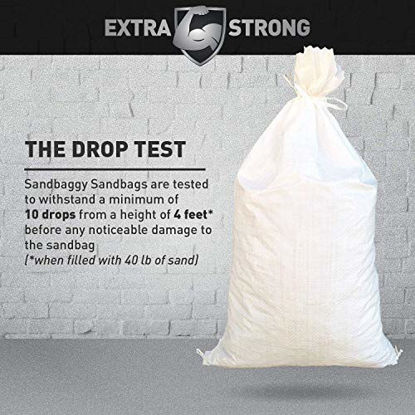 Picture of Sandbaggy Sandbags | Size: 14" x 26" | White Color | Military Grade | Protects Homes & Businesses From Flooding | Sand Bags Trusted by US Military & Forest Service | Pack of 100 Bags