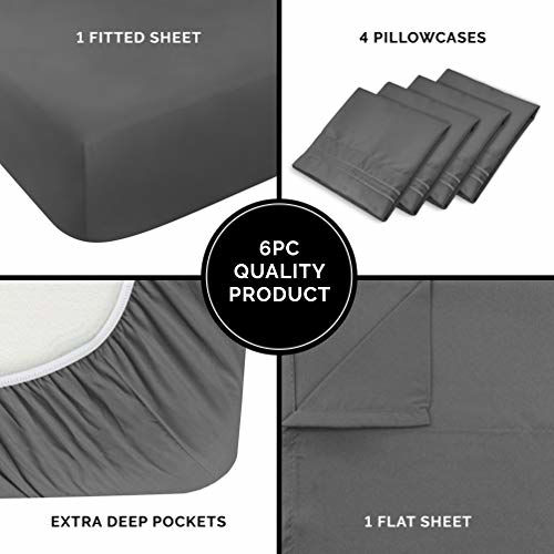 GetUSCart Full Size Sheet Set 6 Piece Set Hotel Luxury Bed Sheets