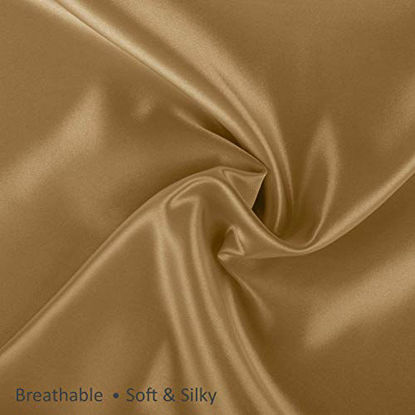 Picture of ShopBedding Luxury Satin Pillowcase for Hair - King Satin Pillowcase with Zipper, Gold (Pillowcase Set of 2) - Blissford