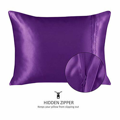 Picture of ShopBedding Luxury Satin Pillowcase for Hair - Standard Satin Pillowcase with Zipper, Grape (1 per Pack) - Blissford