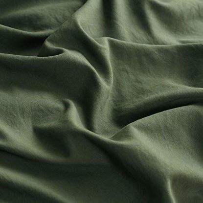Picture of Bedsure Duvet Cover Twin Set with Zipper Closure Twin Size (68x90 inches) - 2 Pieces (1 Duvet Cover + 1 Pillow Sham) Ultra Soft Washed Hypoallergenic Microfiber, Olive Green
