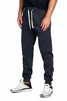 Picture of ProGo Men's Joggers Sweatpants Basic Fleece Marled Jogger Pant Elastic Waist (2X-Large, Charcoal)