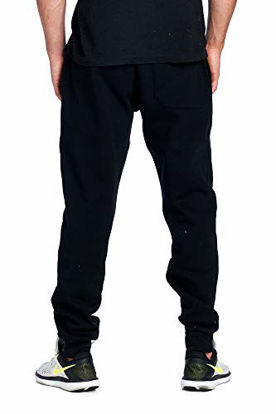 Picture of ProGo Men's Joggers Sweatpants Basic Fleece Marled Jogger Pant Elastic Waist (X-Large, Black)
