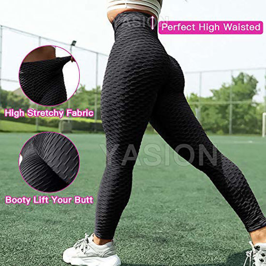 GetUSCart- YASION Ruched Butt Yoga Pants High Waisted Booty Lifting Anti  Cellulite Textured Scrunch Workout Leggings for Women