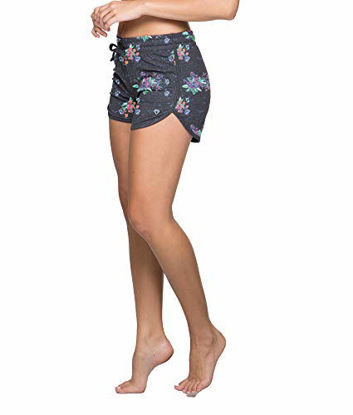Picture of Colosseum Active Women's Simone Cotton Blend Yoga and Running Shorts (Black Floral, X-Large)