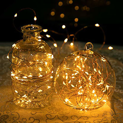 Picture of 200 Led Fairy Lights 66Feet Starry String Lights Waterproof Firefly Lights Warm White on Copper Wire UL Adaptor Included, for Indoor Outdoor Christmas Decorative Patio Wedding Garden