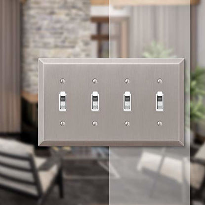 Picture of Amerelle Century Quadruple Toggle Steel Wallplate in Brushed Nickel