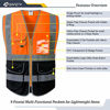 Picture of JKSafety 9 Pockets Class 2 High Visible Reflective Safety Vest Zipper Front Breathable Lining Orange-Black Meets ANSI/ISEA Standards(Orange-Black,X-Large