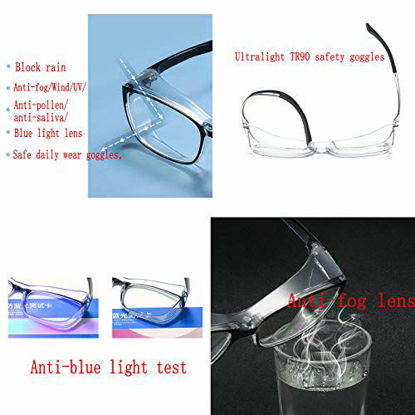 Picture of Protective Eyewear Safety Goggles Clear Anti-fog/Anti-Scratch Safety Glasses Men Glasses, Transparent Frame (Transparent&blue)