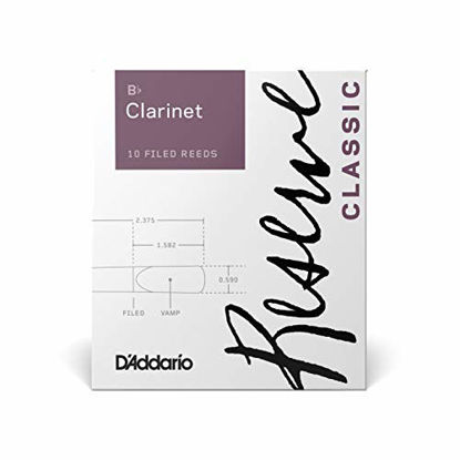 Picture of DAddario Reserve Classic B Clarinet Reeds, Strength 4.0 (10-Pack) - Thick Blank Reed Offers a Rich, Warm Tone, Exceptional Performance and Consistency - Ideal for Advanced Students or Professionals