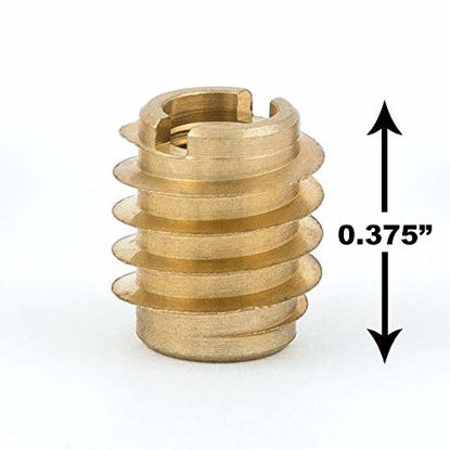 Picture of E-Z Lok 400-004 Threaded Insert, Brass, Knife Thread, #4", 4-40 Internal Threads, 0.375" Length (Pack of 25)