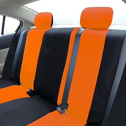 Picture of FH Group Universal Fit Full Set Flat Cloth Fabric Car Seat Cover, (Orange/Black) (FH-FB050114, Fit Most Car, Truck, Suv, or Van)