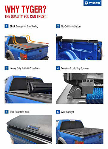 Tyger Auto T1 Soft Roll Up Truck Bed Tonneau Cover