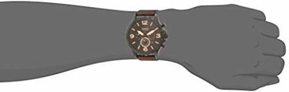 Picture of Fossil Men's Nate Quartz Leather Chronograph Watch, Color: Black, Brown (Model: JR1487)
