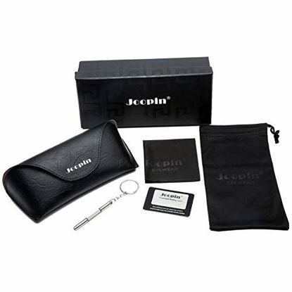 Picture of Joopin Semi Rimless Polarized Sunglasses Women Men Retro Brand Sun Glasses with Case (Matte Black Frame Black Lens)