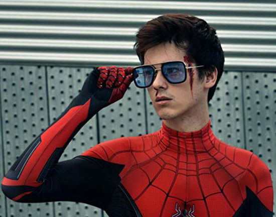 Tony Stark Sunglasses Vintage Square Metal Frame Eyeglasses for Men Women Iron Man and Spider-Man Sun Glasses