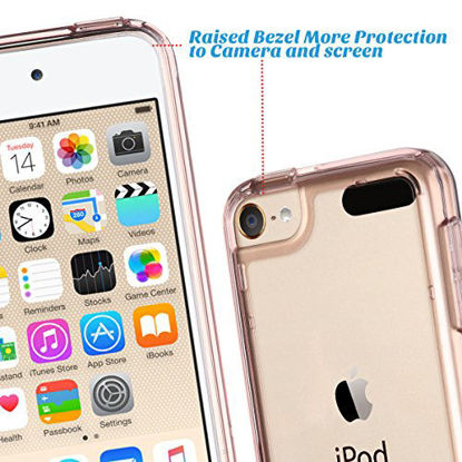 Picture of ULAK iPod Touch 6 Case, iPod Touch 7 Case, Clear Slim Hybrid Clear Bumper TPU/Scratch Resistant Hard PC Back/Corner Shock Absorption Case for Apple iPod Touch 5th/6th/7th Generation (Rose Gold)