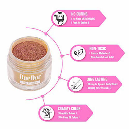 Picture of OneDor Nail Dip Dipping Powder - Acrylic Color Pigment Powders Pro Collection System, 1 Oz. (10 - Rose Gold Glitter)