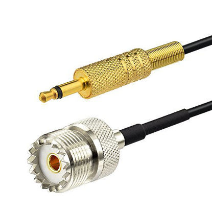 Picture of Eightwood UHF Female SO239 to 3.5mm Mono 1/8" TS Stereo Plug Adapter Antenna Extension Cable 3 feet