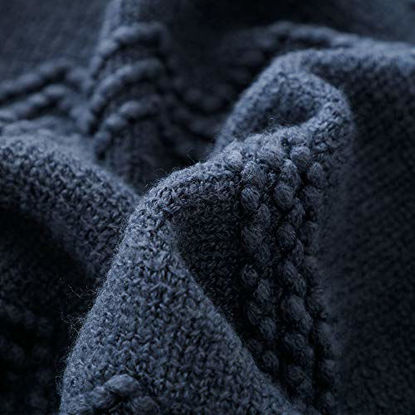 Picture of Bourina Textured Solid Soft Sofa Throw Couch Cover Knitted Decorative Blanket, Navy, 60" x 80"