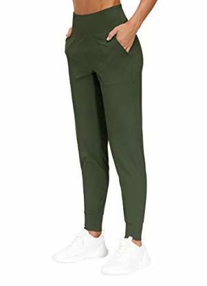 Picture of THE GYM PEOPLE Women's Joggers Pants Lightweight Athletic Leggings Tapered Lounge Pants for Workout, Yoga, Running (X-Large, Dark Olive)