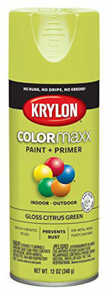 Picture of Krylon K05512007 COLORmaxx Spray Paint and Primer for Indoor/Outdoor Use, Gloss Citrus Green