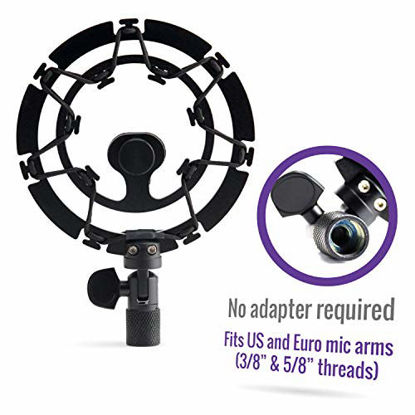 Picture of AUPHONIX PRO Black Shock Mount for Blue Yeti - Advanced Vibration Blocking, Noise Repelling Shockmount System for Blue Yeti Original Snowball & Pro - Ultra-Portable Lightweight Microphone Shock Mount