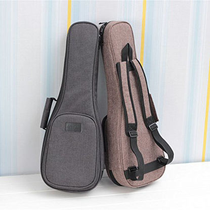 Picture of HOT SEAL Fluff Protection 20MM Super Thick Linen Simple Durable Ukulele Case Bag with Independent Storage Pocket (21in, Super thick gray)