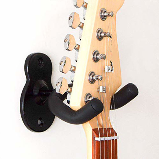 Picture of Guitar Wall Mount Wall Hanger 3 Pack Hook Black Metal Guitar Holder for Acoustic Electric Bass Guitar Ukulele Banjo mandolin