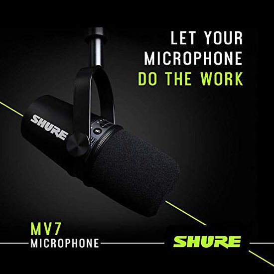 Shure MV7 Pro XLR/USB Microphone Broadcast Podcast Bundle Package - Silver