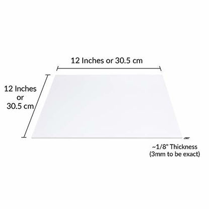 Picture of SimbaLux Acrylic Sheet Clear Cast Plexiglass 12 x 12 Square Panel 1/8 Thick (3mm) Pack of 2 Transparent Plastic Plexi Glass Board with Protective Paper for Signs, DIY Display Projects, Craft