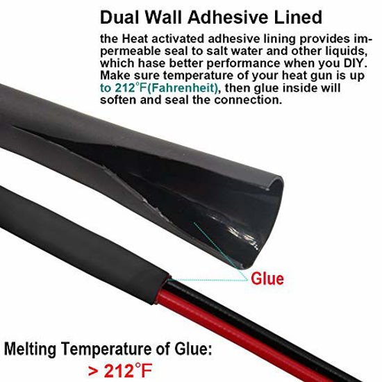 2 Pack 1 Inch Heat Shrink Tubing 3:1 Adhesive-Lined Heat Shrinkable Tube Black & Red 4 Feet by MILAPEAK 