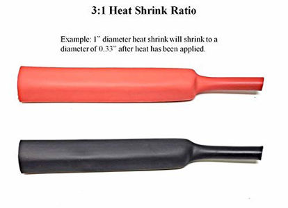 Picture of WindyNation 1/2" 5 Feet Black + 5 Feet Red 3:1 Dual Wall Adhesive Glue Lined Marine Grade Heat Shrink Tube Tubing