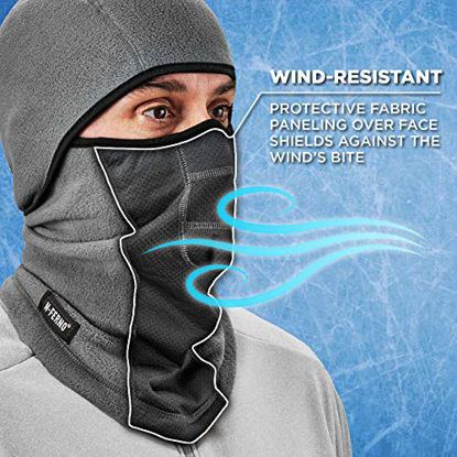 Picture of Ergodyne N-Ferno 6823 Balaclava Ski Mask, Wind-Resistant Face Mask, Hinged Design to Wear as Neck Gaiter, Gray