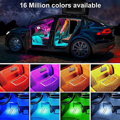 Picture of RGB Interior Car Lights, 2-in-1 Design 4pcs 48 LED App Control, Remote Control, Music Mode, DIY Mode, Scene Mode, DC 12V