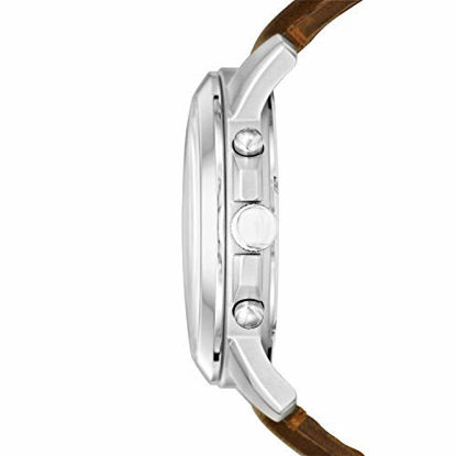 Picture of Fossil Men's Grant Quartz Leather Chronograph Watch, Color: Silver, Brown (Model: FS4735IE)