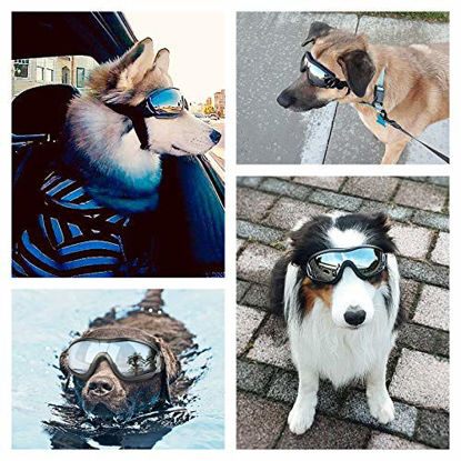 Picture of PEDOMUS Dog Sunglasses Dog Goggles Adjustable Strap for Travel Skiing and Anti-Fog Dog Snow Goggles Pet Goggles for Medium to Large Dog