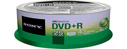 Picture of Sony 25DPR47SP 16x DVD+R 4.7GB Recordable DVD Media - 25 Pack Spindle