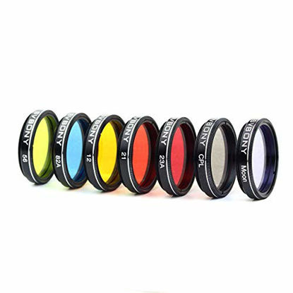 Picture of SVBONY Telescope Filter 1.25 inches Moon Filter CPL Filter Five Color Filters Kit 7pcs Filters Set for Enhance Lunar Planetary Views Reduces Light Pollution