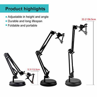 Picture of Webcam Stand Suspension Boom Scissor Arm Stand with Base,Compatible with Spedal Logitech Webcam C925e C922x C922 C930e C930 C920 C615, GoPro Hero 8/7/6/5