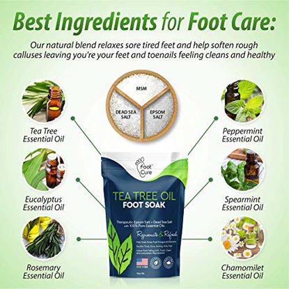 Picture of Foot Cure Tea Tree Oil Foot SOAK with EPSOM Salt - Extra Strength Formula - for Toenail Fungus, Athletes Foot, Stubborn Foot Odor Scent, Fungal, Softens Calluses & Soothes Sore Tired Feet