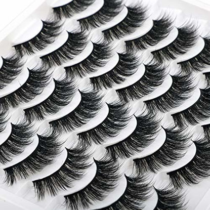 Picture of JIMIRE 16 Pairs False Eyelashes Fluffy Volume Natural Fake Lashes 3D Faux Mink Lashes Pack