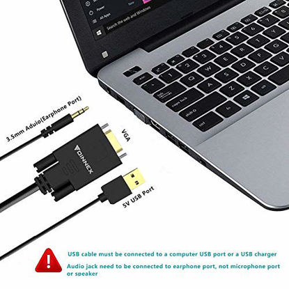 FOINNEX VGA to HDMI Cable 15FT/4.5M, 1080P VGA to HDMI Converter Cable VGA  Computer/Laptop to HDMI Monitor/TV, VGA Male to HDMI Male Adaptador Cord