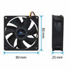 Picture of Kingwin 80mm Silent Fan for Computer Cases, Mining Rig, CPU Coolers, Computer Cooling Fan, Long Life Bearing, and Provide Excellent Ventilation for PC Cases-[Black] CF-08LB