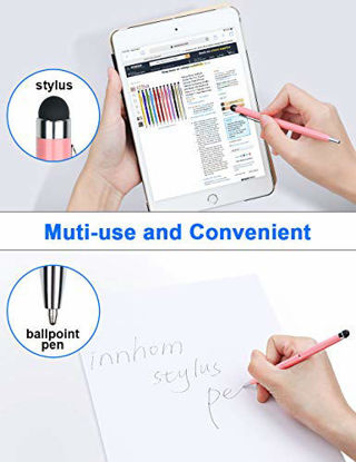Picture of innhom Stylus Pens Stylus Pen for Touch Screens Compatible with iPad iPhone Tablets Samsung Kindle and Black Ink Ballpoint Pens-2 in 1 Stylists Pens 12 Pack
